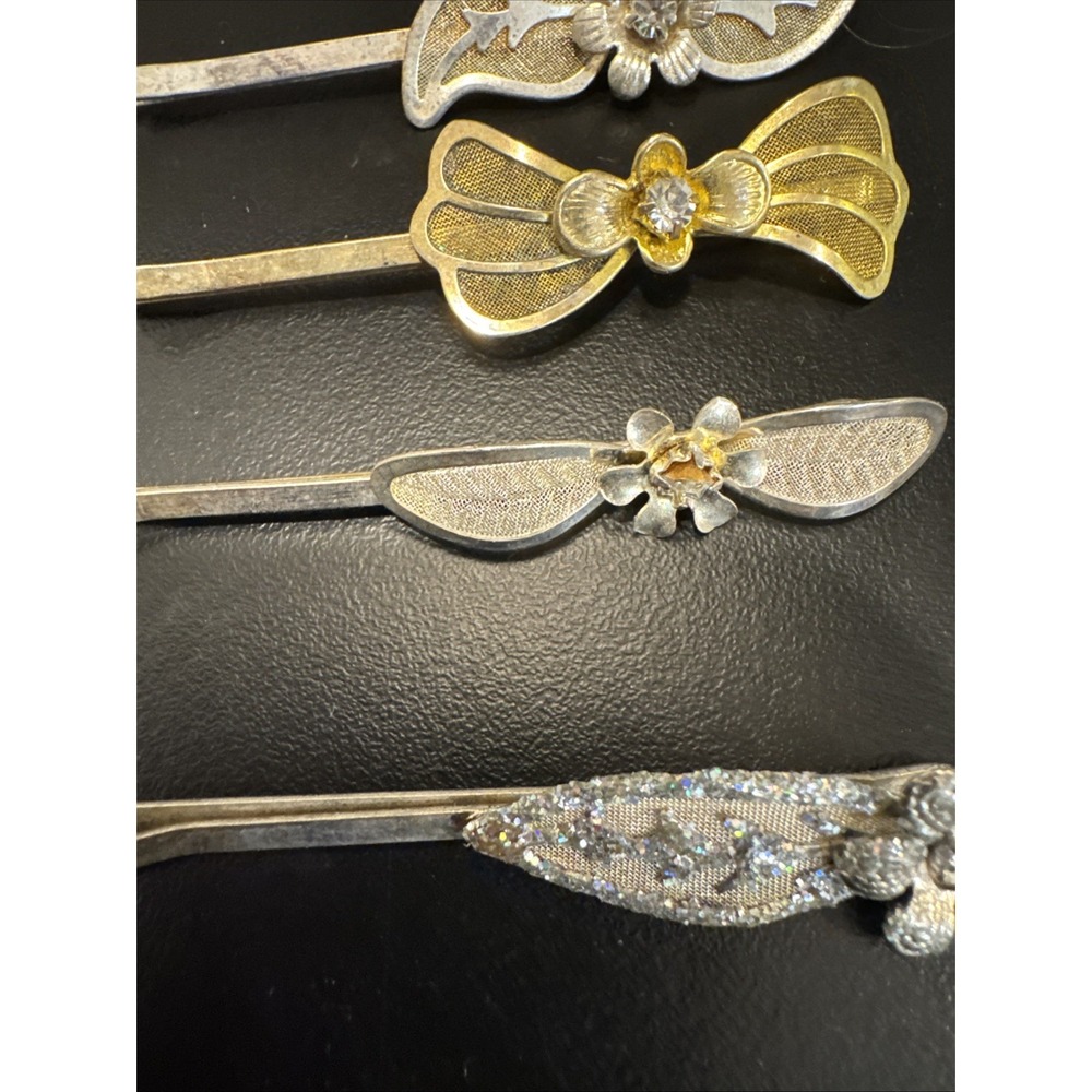 Vintage  Hair Accessories‎ Lot Bobby Pins Flowers Bow Leaves  Rhinestone - Picture 3 of 6